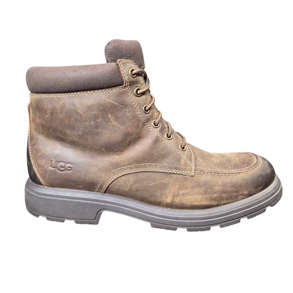 Men's UGG Biltmore Leather Waterproof Brown Size 11 Moc Toe Lace‎ Up Soft Comfy - Picture 6 of 16